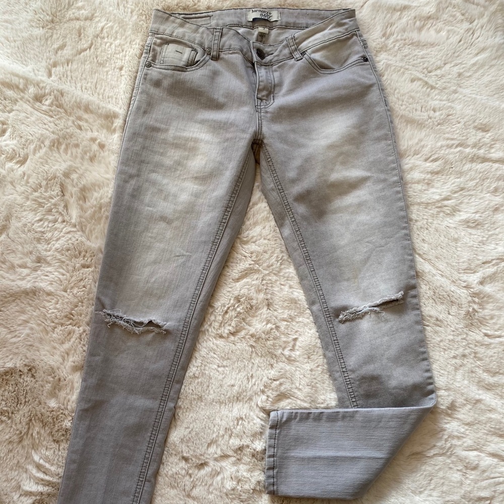 Harmony and Havoc grey wash distressed jeans